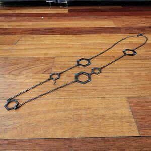 NY Collection Gunmetal Gray Geometric Long Chain Necklace